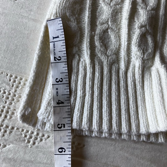 LANDS END Off White Tunic Length Cotton Blend Cable Knit Sweater Size XL - Picture 10 of 11